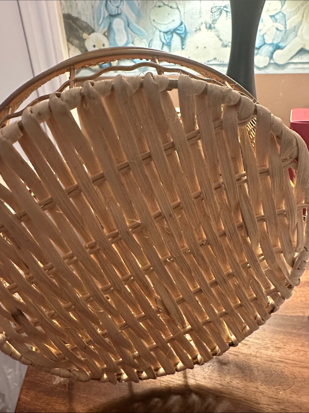 Christmas tree Gold metal Wire and Wicker Round Decorative Basket  NEW - Picture 3 of 7